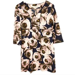 Boden Dress Floral V-Neck 3/4 sleeves